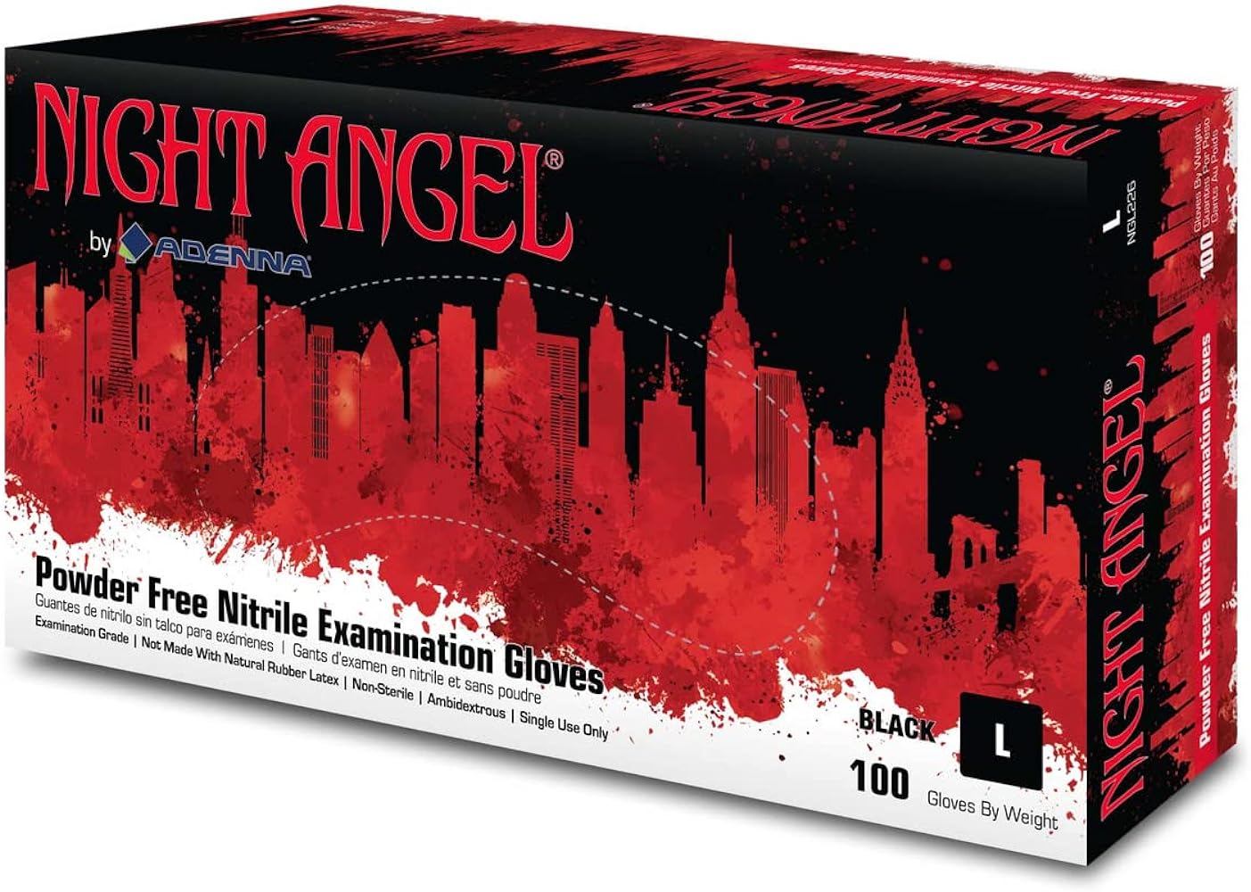 Adenna Night Angel Black Nitrile Gloves - Powder Free