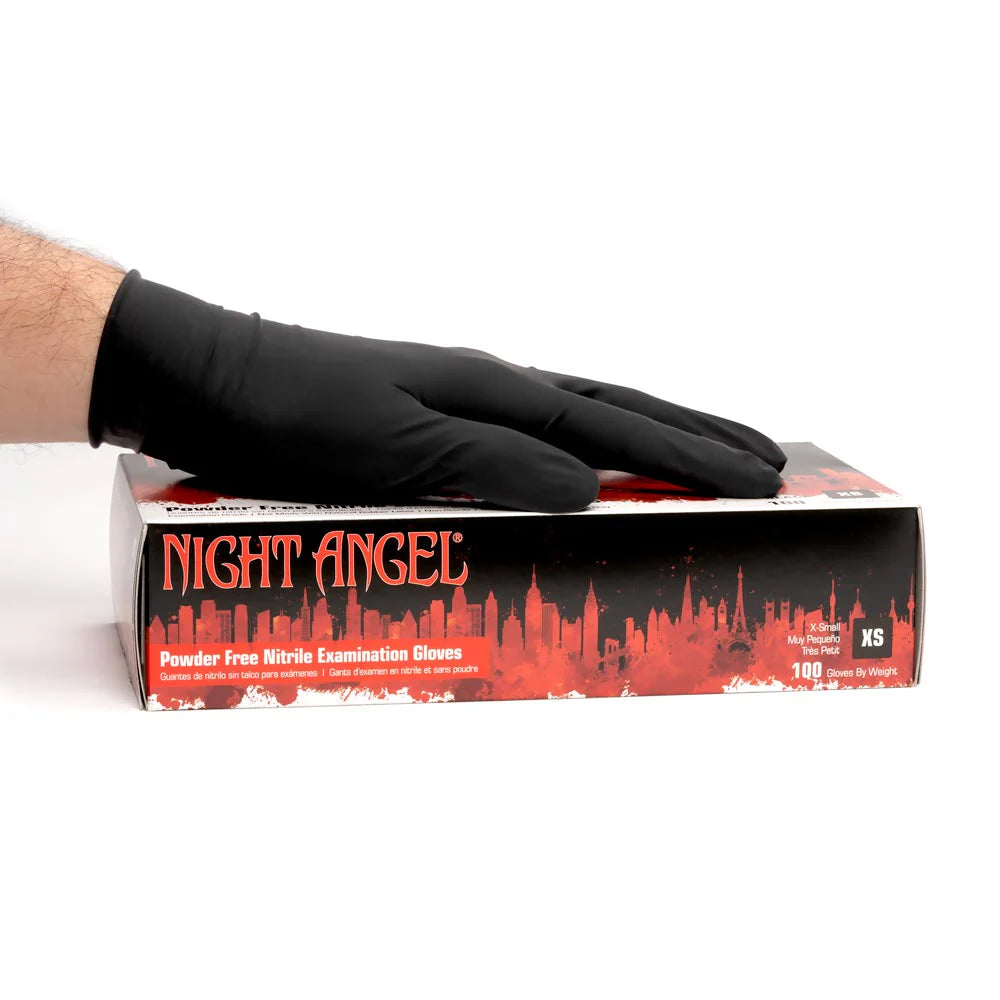 Adenna Night Angel Black Nitrile Gloves - Powder Free