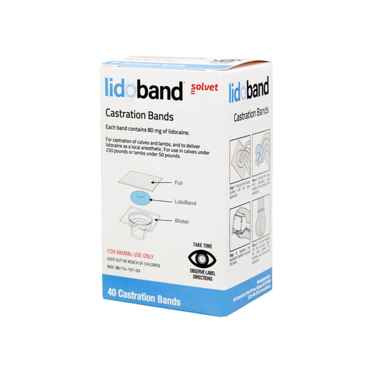 Lidoband Castration Bands with Lidocaine 80mg, 40 Count